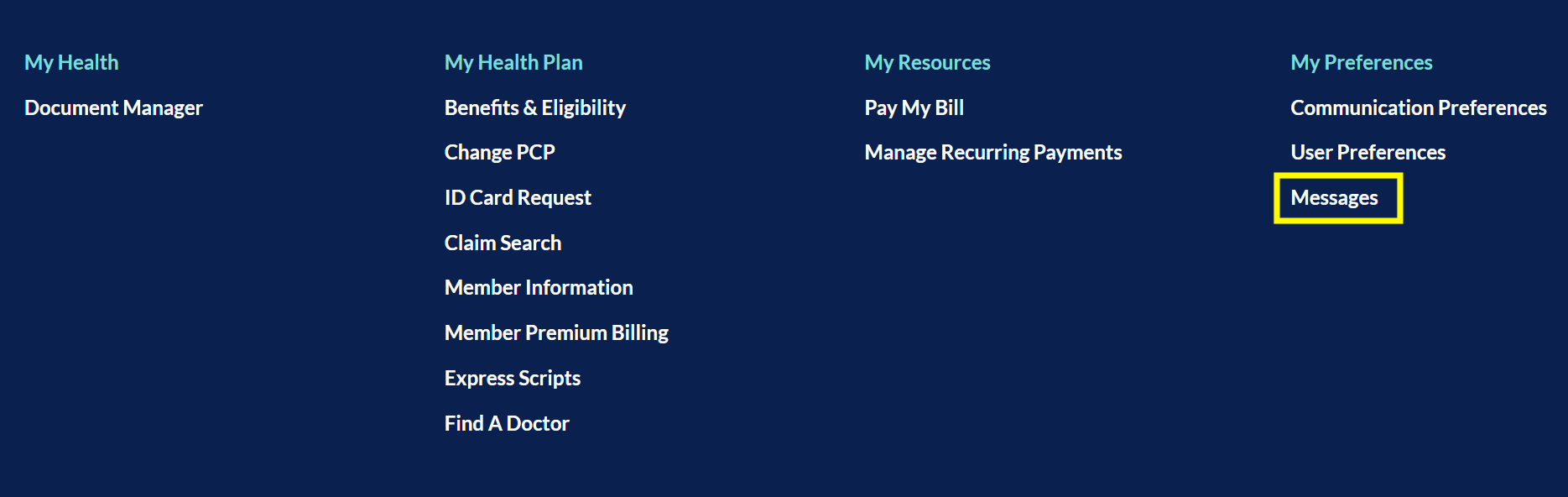 LifeWise of Washington secure message center navigation