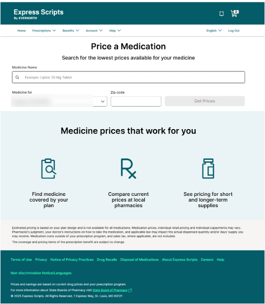 How to price a medication using Express Scripts