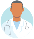 Illustration of a healthcare professional wearing a white lab coat with a stethoscope, shown as an avatar icon.
