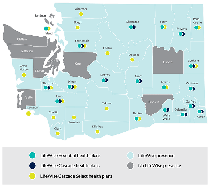 Map of counties in Washington State